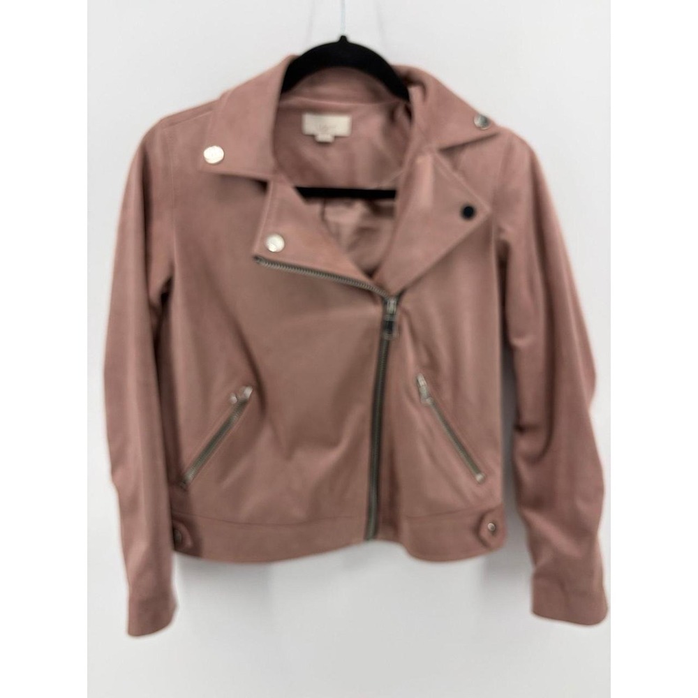 Loft Petites, Faux Suede Moto Jacket, Rose Pink, Women's XXSP, New W/Out Tags